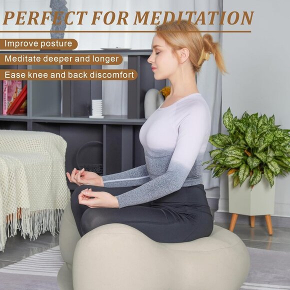 NEW IN BOX: Premium V-Shape Inflatable Meditation Zafu & Floor Seat - Picture 3 of 11